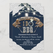 I DO BBQメイソンジャールライツレースブルー婚約 招待状 (正面/裏面)