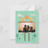 I Do BBQレトロ婚約パーティ写真招待状 ノートカード (裏面)