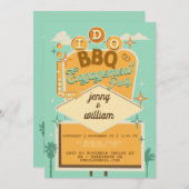 I Do BBQレトロ婚約パーティ招待状 セーブザデート (正面/裏面)