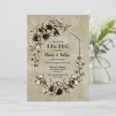 I Do BBQヴィンテージひまわりフローラ婚約パーティ 招待状 (スタンド正面)