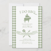 I Do BBQヴィンテージセージグリーンギンガムブライダルシャワー 招待状 (正面)
