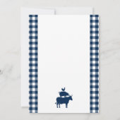 I Do BBQヴィンテージネイビーブルーギンガムブライダルシャワー 招待状 (裏面)