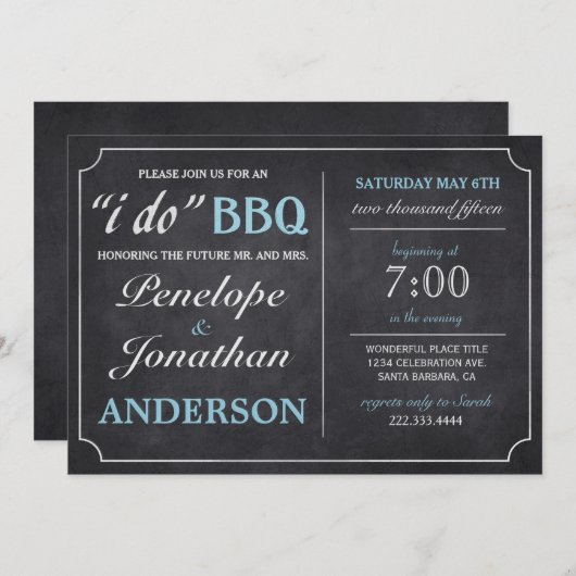 I DO BBQヴィンテージChalkboard招待状 招待状 (正面/裏面)