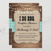 I DO BBQ婚約カップルシャワー素朴招待状 招待状 (正面/裏面)