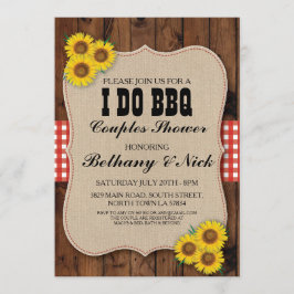 I DO BBQ婚約カップルシャワー素朴招待状 招待状