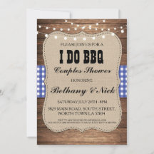 I DO BBQ婚約カップルシャワー素朴招待状