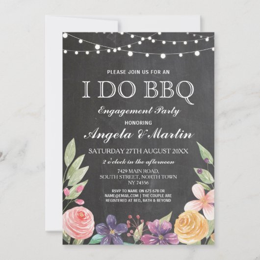 I DO BBQ婚約パーティカップルシャワー招待状 招待状 (正面)