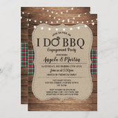 I DO BBQ婚約パーティクリスマスレッドチェック 招待状 (正面/裏面)
