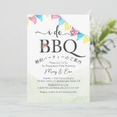 I Do BBQ婚約パーティグリーンガーデンウォーターカラー 招待状 (スタンド正面)