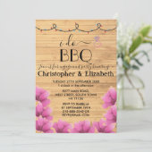 I DO BBQ婚約パーティストリングライト素朴 招待状 (スタンド正面)