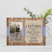 I Do BBQ婚約パーティフォトブルーチェック招待状 招待状 (スタンド正面)