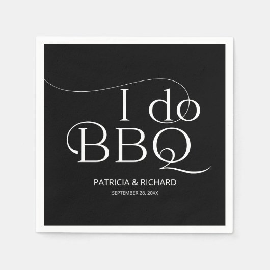 I do BBQ婚約パーティブラック スタンダードカクテルナプキン (正面)