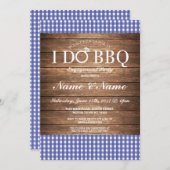 I DO BBQ婚約パーティブルーチェック招待状 招待状 (正面/裏面)