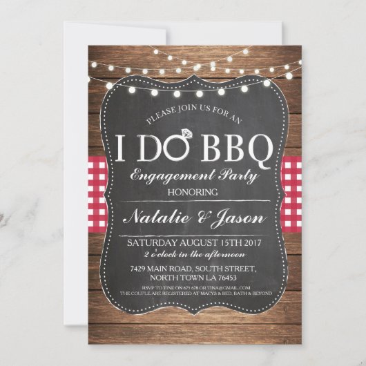 I DO BBQ婚約パーティマルーンシャワー招待状 招待状 (正面)
