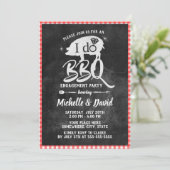 I DO BBQ婚約パーティヴィンテージレッドプレイド 招待状 (スタンド正面)