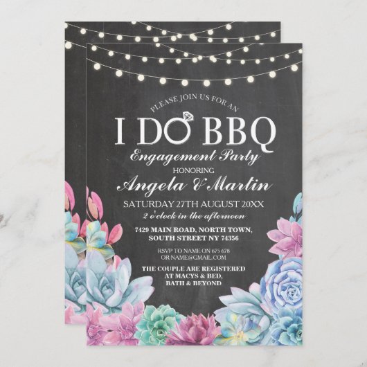I DO BBQ婚約パーティ多糖招待状 招待状 (正面/裏面)