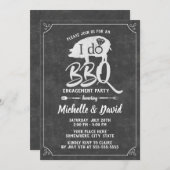 I DO BBQ婚約パーティ素朴Chalkboard 招待状 (正面/裏面)