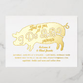 I Do BBQ婚約パーティ金ゴールド 箔招待状 (正面)