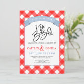 I Do BBQ婚約レッドプレイドパーティの招待状 招待状 (スタンド正面)