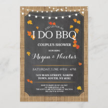 I DO BBQ婚約秋チョーク素朴パーティー招待状