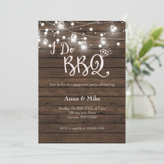 I DO BBQ婚約Stringlight招待状 招待状 (スタンド正面)