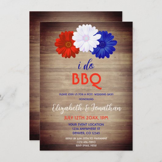 I Do BBQ愛国的フローラポスト結婚ズ 招待状 (正面/裏面)