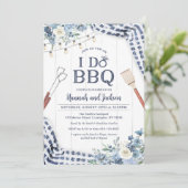 I Do BBQ招待状とネイビーとライトブルー 招待状 (スタンド正面)