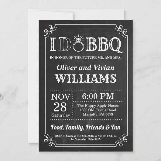 I DO BBQ招待状結婚シャルボード 招待状 (正面)