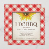 I Do BBQ招待状Red Gingham and Sunflower 招待状 (正面/裏面)