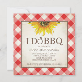 I Do BBQ招待状Red Gingham and Sunflower 招待状