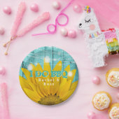 I Do BBQ紙プレートヒマワールカップルシャワー ペーパープレート (パーティー)