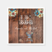 I Do BBQ素朴婚約パーティカップルシャワー スタンダードカクテルナプキン (正面)