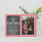 I DO BBQ赤ヴィンテージパーティー婚約フォトチョーク 招待状 (スタンド正面)