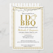 I Do BBQ金ゴールドカップルシャワー婚約パーティ 招待状 (正面/裏面)
