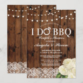 I DO BBQ カップルシャワーのストリングライト ローズ 招待状 (正面/裏面)