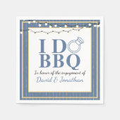 I Do BBQ カップルシャワーパーティー ゲイ LGBTQ 婚約パーティー スタンダードカクテルナプキン (正面)
