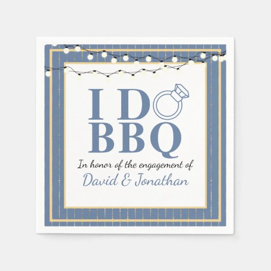 I Do BBQ カップルシャワーパーティー ゲイ LGBTQ 婚約パーティー スタンダードカクテルナプキン (正面)