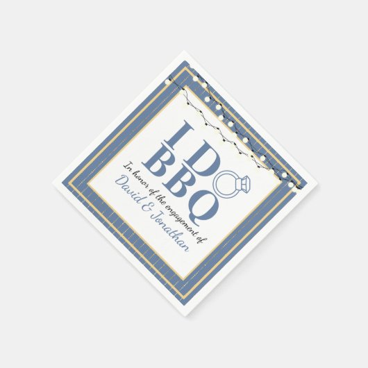 I Do BBQ カップルシャワーパーティー ゲイ LGBTQ 婚約パーティー スタンダードカクテルナプキン (角)