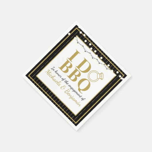 I Do BBQ カップルシャワー・エンゲージメントパーティー スタンダードカクテルナプキン (角)