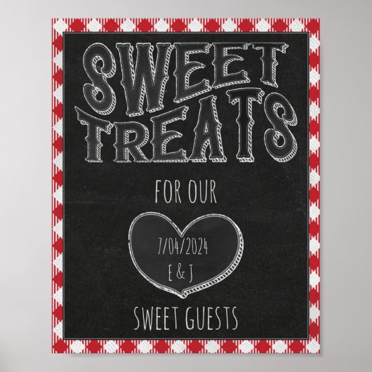 「I Do BBQ パーティー スイート トリート 婚約パーティー サイン」 ポスター (正面)