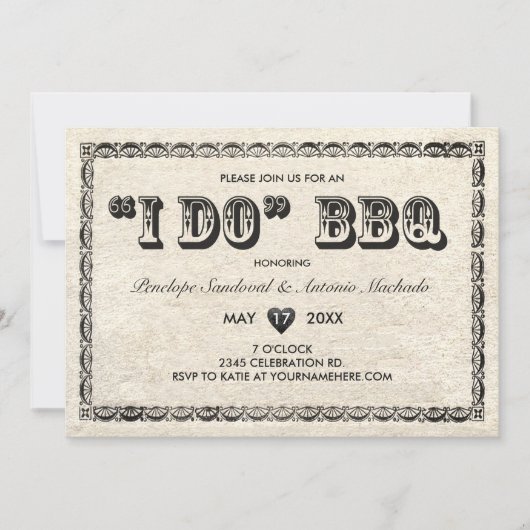 I DO BBQ ビンテージ電報招待状 招待状 (正面)