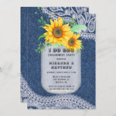 I Do BBQ マーソンジャーひまわりエンゲージメントパーティ 招待状 (正面/裏面)