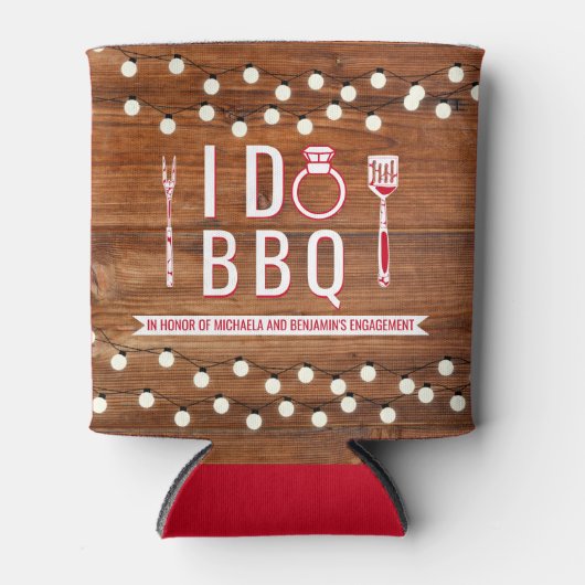 I Do BBQ ラスティックエンゲージメントパーティー カップルシャワー 缶クーラー (正面)