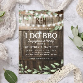 「I DO BBQ」 ラスティックエンゲージメントパーティー グリーン 招待状