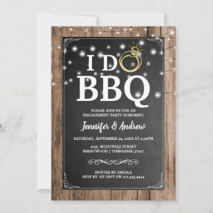 「I DO BBQ」ラスティックエンゲージメントパーティー 招待状