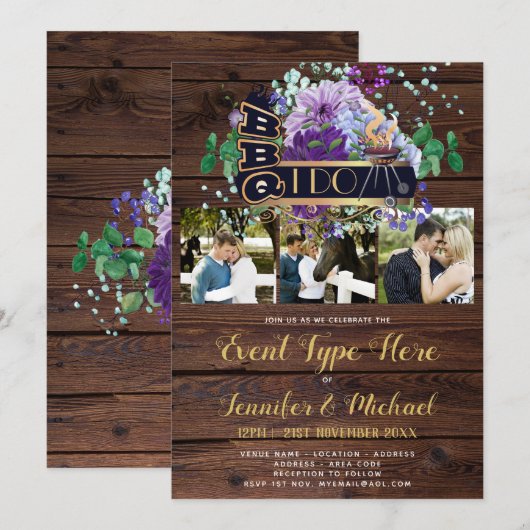 I Do BBQ - ラスティック写真招待状 - どんなイベントにも 招待状 (正面/裏面)