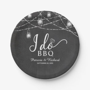 I Do BBQ ラスティック チョークエンゲージメントパーティ ペーパープレート