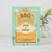 I Do BBQ レトロエンゲージメントパーティー招待状 セーブザデート (スタンド正面)