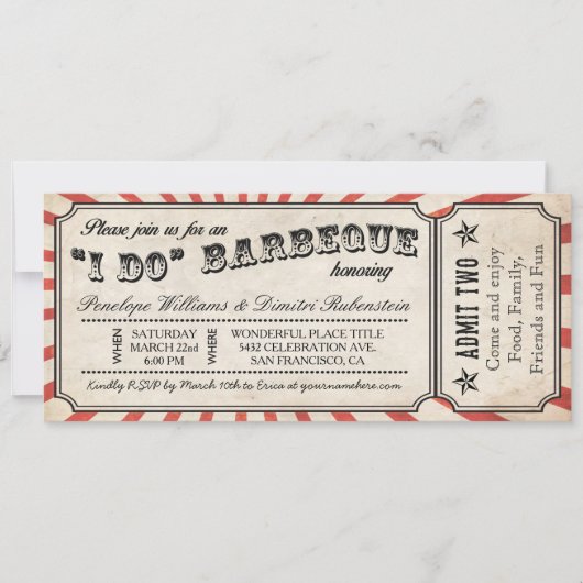 I DO BBQ ヴィンテージ チケット ご案内 招待状 (正面)