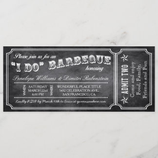 I DO BBQ ヴィンテージ チケット 招待状 黒板